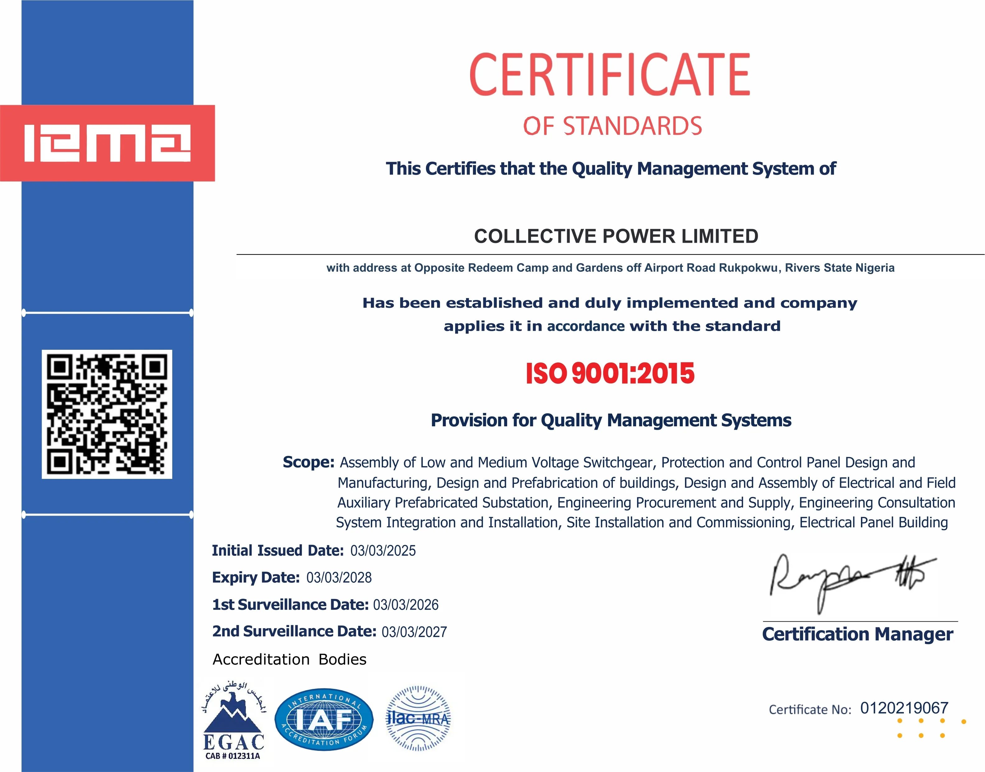 Collective Power Attains ISO 9001:2015 Certification